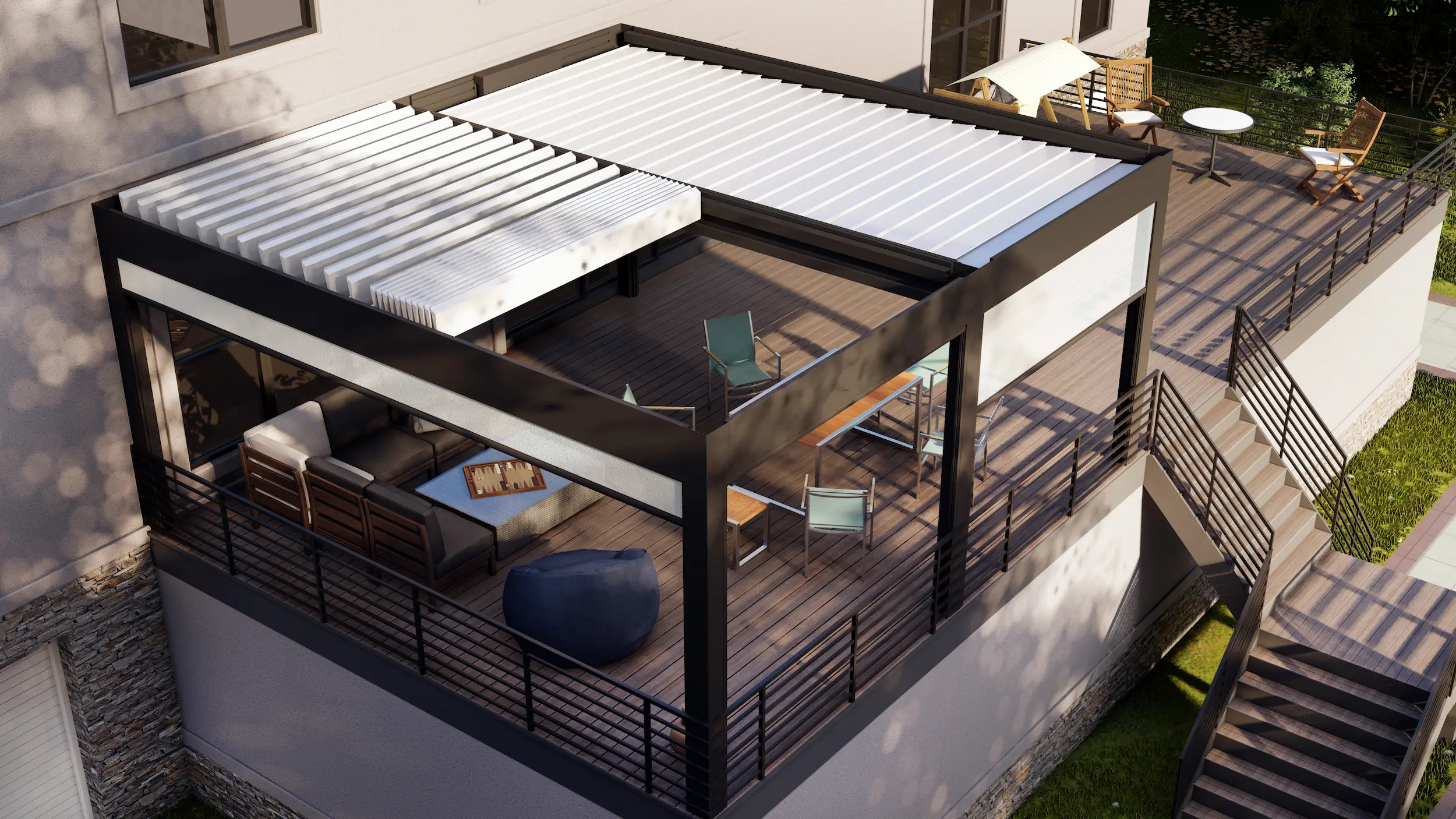 Lamellendak met verstelbare panelen