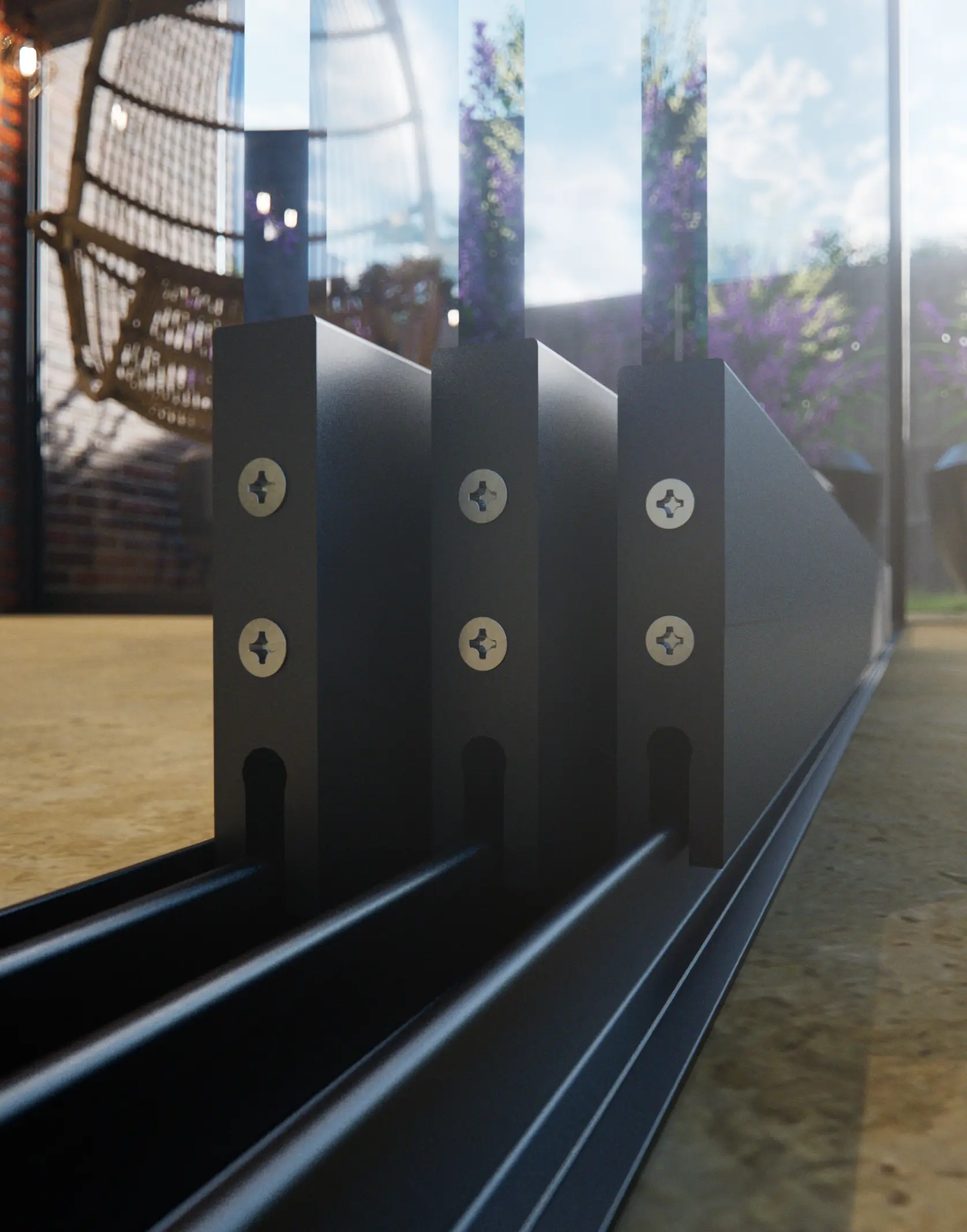 Glazen schuifwand voor buitenruimte